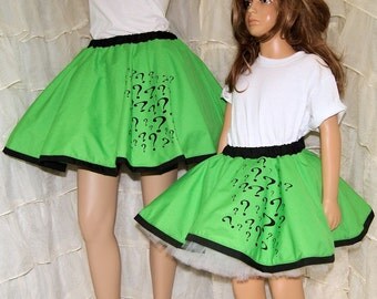 Riddler Green Question Mark Long Circle Skirt Adult Medium- MTCoffinz - Ready to Ship