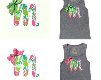 NEW!!! Lilly Pulitzer... Cursive Letter...Fabric Iron On Applique...Ribbon Included...You Choose Your Own Letter
