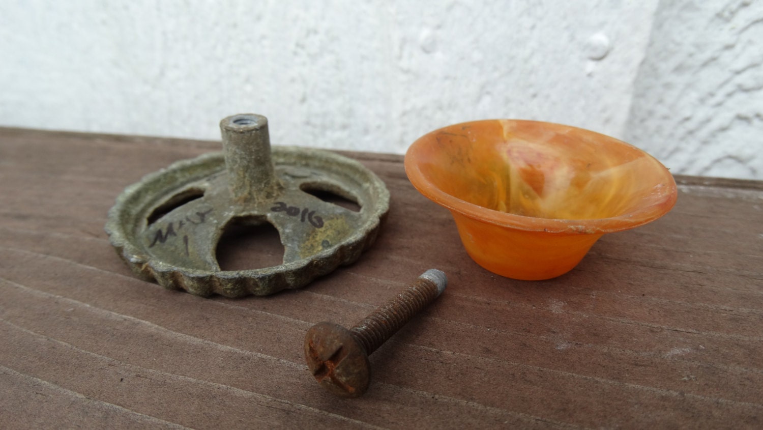 Vintage Ornate Drawer Pull Art Decor Metal & Plastic Resin