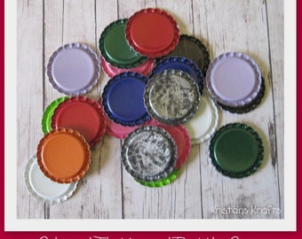 100 Colored Flattened Bottle Caps- You choose the colors- Perfect for fridge magnets, pins, pendants, scrapbooking and card making