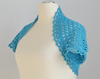 Crochet shrug, bolero, aqua, Cotton, Size L / XL, P479