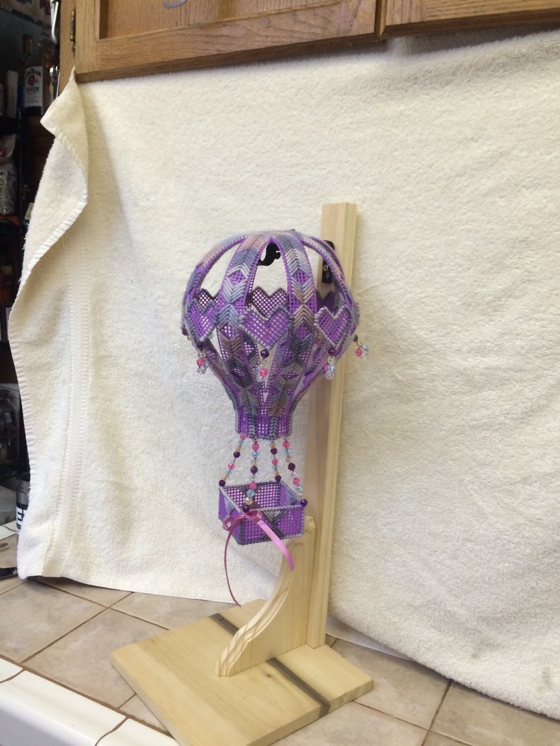 Plastic canvas Hot Air Balloon mobile baby by downrightcrafty