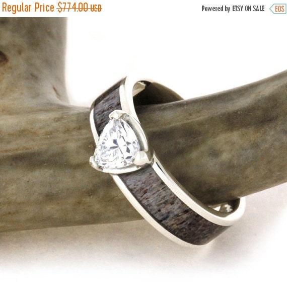 Holiday Sale 10 Off Antler Wedding Ring Cubic Zirconia Set On A   Il 570xN.861149126 Aqx2 