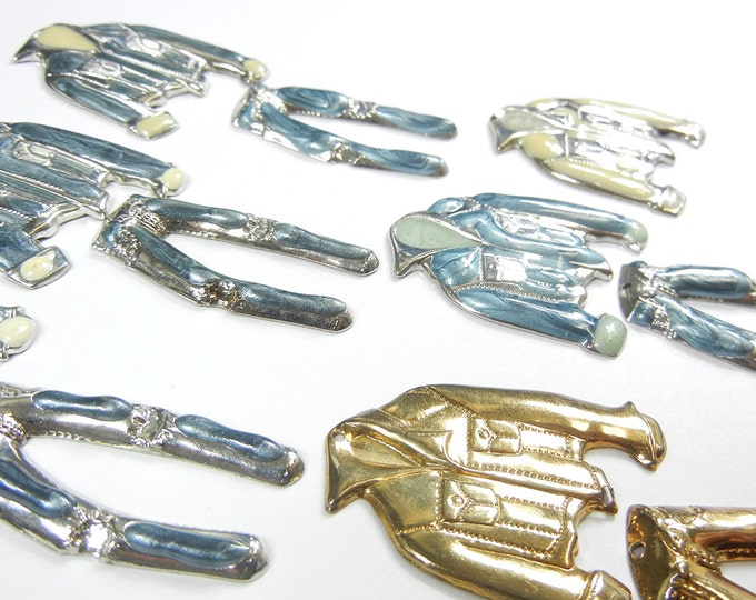 Set of 11 Large Vintage Charms of Jeans, Jacket, Clothes Charms