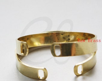 2 Pieces of Raw Brass Cuff Bracelets - Bangle 60x50mm (3289C-N-337)