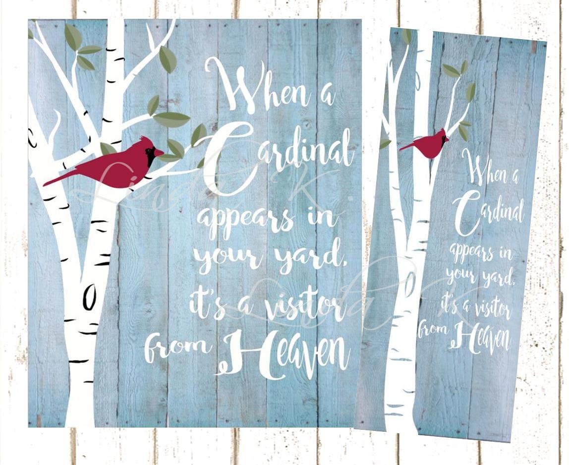 Cardinal Birch Tree w/ Quotation Card by lindakdesign on Etsy