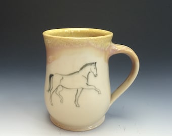 Trotting Horse Mug- Sunshine Yellow - Horse Mug - Equestrian - Horses - Dressage Mug - Equine Art - Yellow Mug - Ceramic Mug