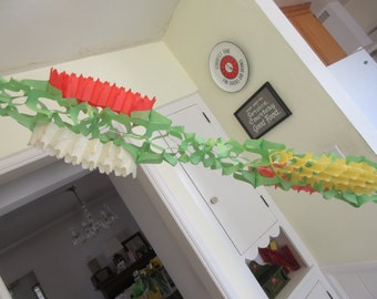 Vintage Banner, Crepe Paper Banner, Honeycomb Tissue, Honeycomb Banner, Vintage Garland, Party Decor, Spring Colors, Vintage Decoration