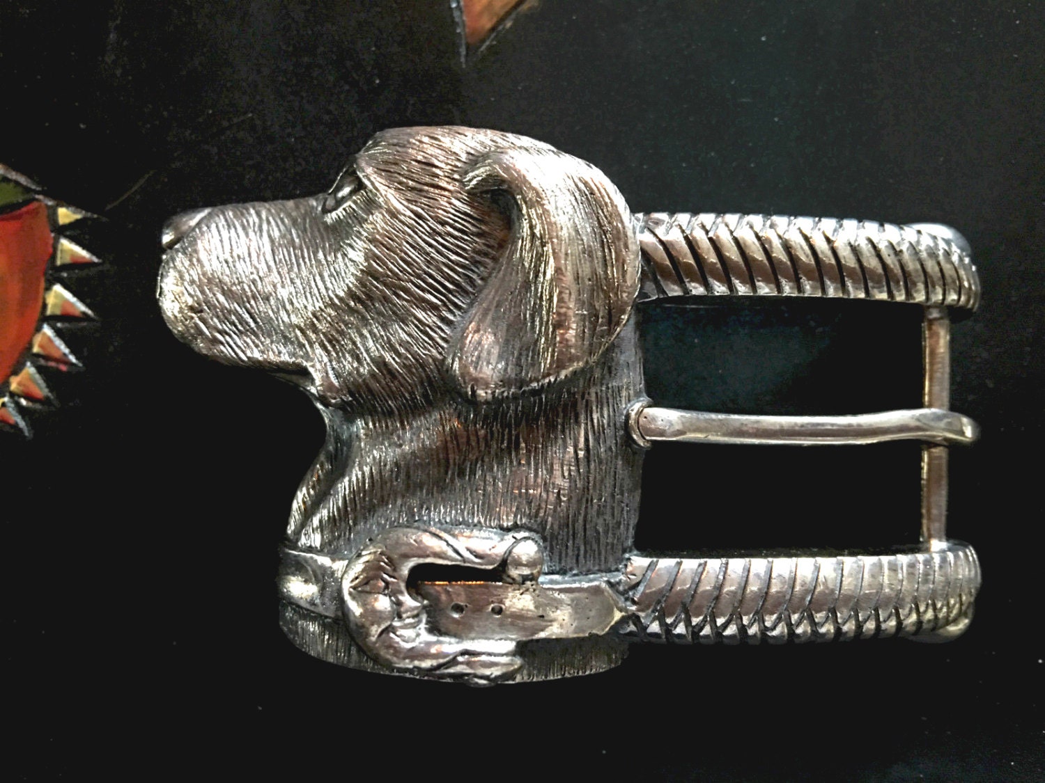 Barry Kieselstein Cord Vintage Dog Belt Buckle Sterling Silver