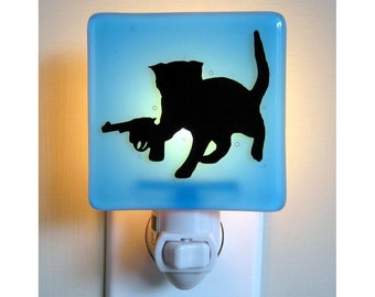 Gerbil With a Gun Fused Glass Night Light Sky by TwoCatsAndADog