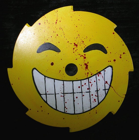 Evil Grin emoji emoticon blood splattered saw blade original