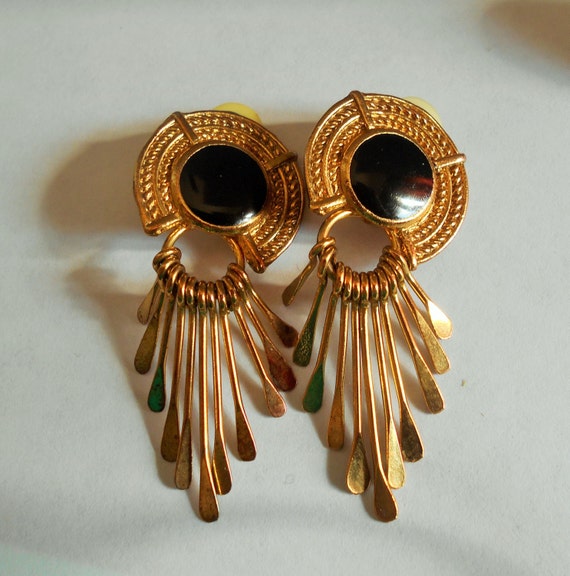 Fancy dangle Clip On Earrings with Black Type Stone elegant