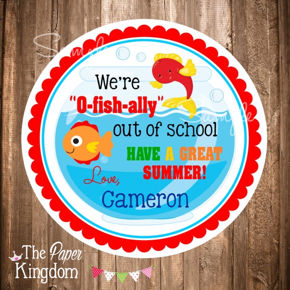 Out of School Printable Labels Fish Gift Tags Last day of