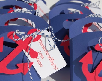 set of 10 navy nautical favor box with anchor nautical theme baby shower wedding birthday gift box