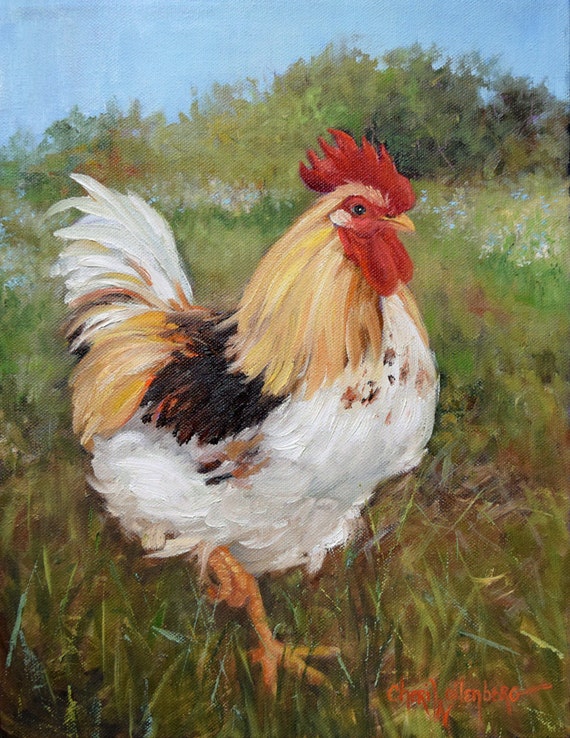 Colorful Rooster Print Painting By Cheri Wollenberg Fine Art America