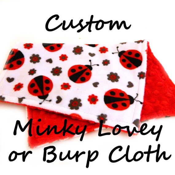 Custom Personalized Baby Blanket Lovie -Minky Baby Lovey Blanket, - You choose - Burp Cloth / Baby Shower Gift