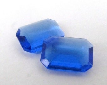 Vintage Rhinestone Glass Jewel Sapphire Octagon Transparent 18x13mm rhs0609 (2)