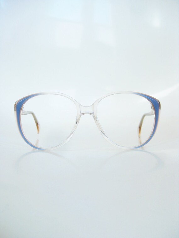 Vintage Blue Eyeglasses Round P3 1960s Glasses Clear Mid