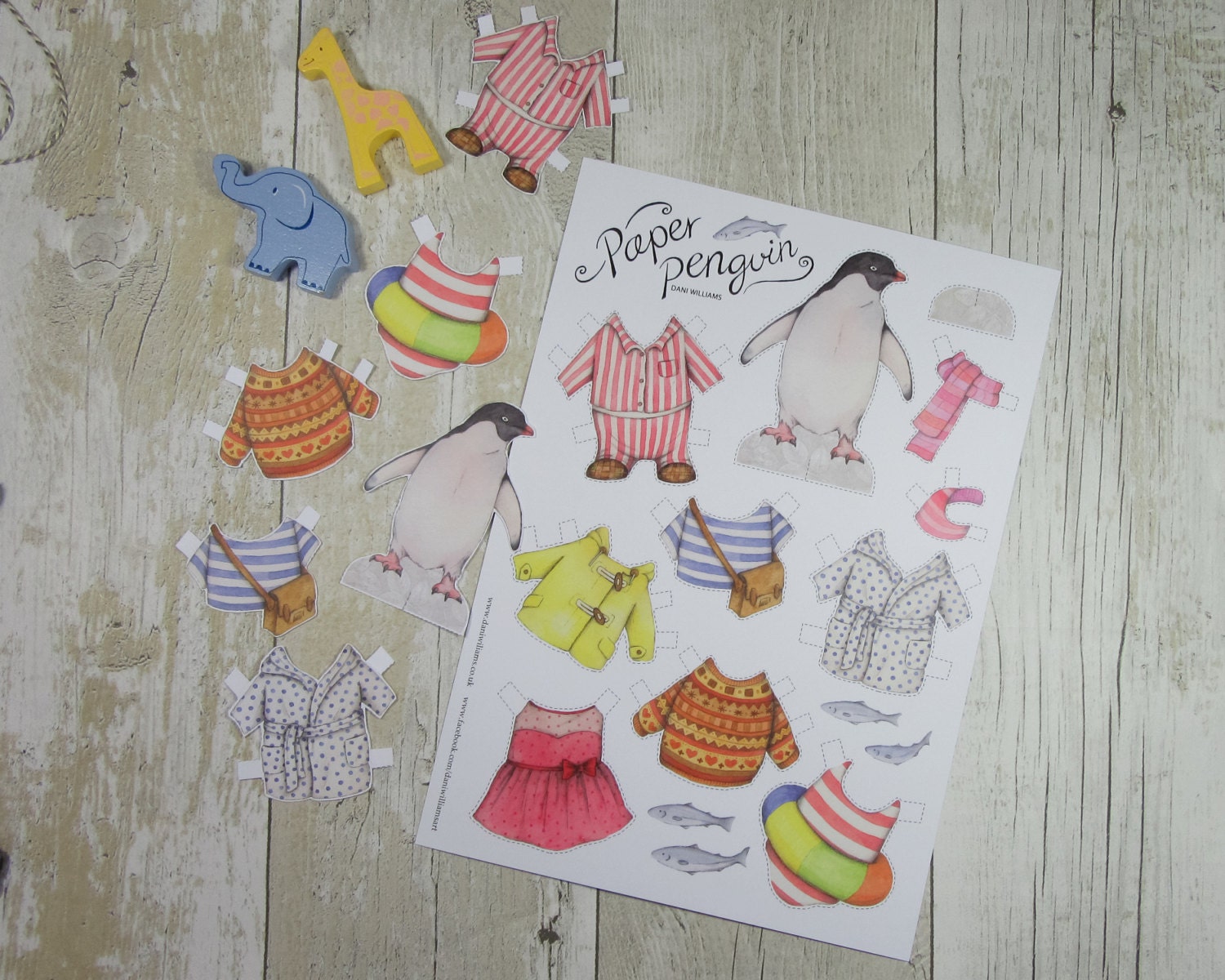 Penguin paper doll dress up paper doll animal by DaniWilliamsArt