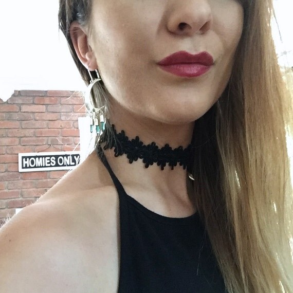 Thick Black Lace Choker Necklace Simple Basic Goth Gothic