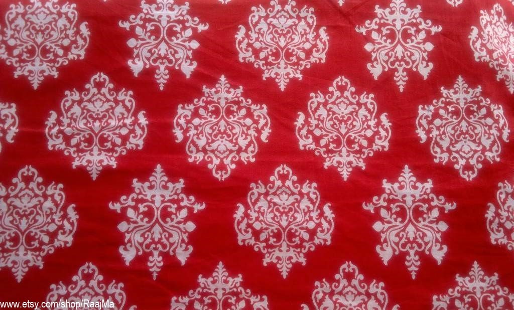 Damask Block Print Fabric By The Yard Indian Cotton Fabrics