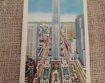 Items similar to VINTAGE POSTCARD - ROCKEFELLER CENTER, NEW YORK CITY ...