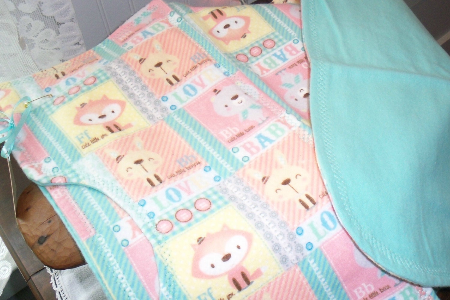 Baby Receiving Blanket and Burp Cloth Newborn by GrandmaGinnys