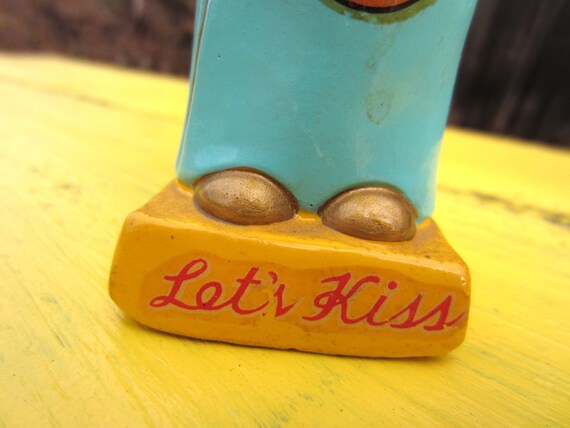 Vintage 1960s Japanese Girl Lets Kiss Bobble Head Nodder