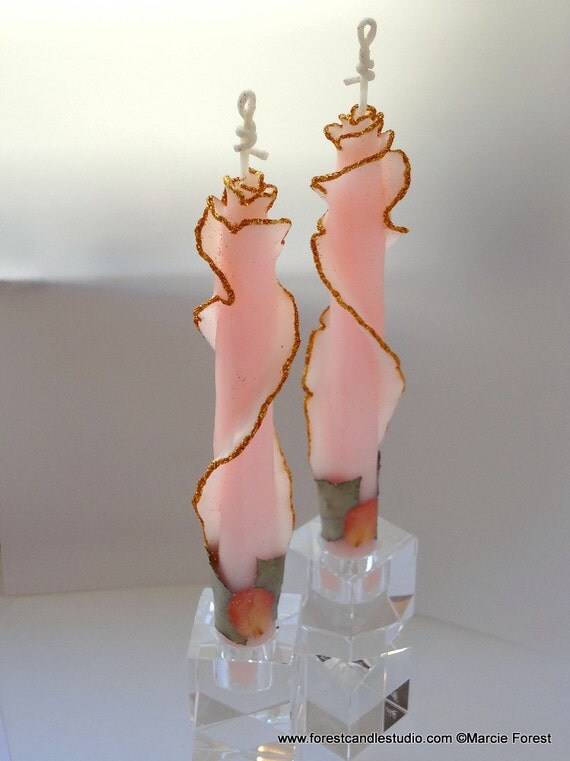 Unique Taper Candles Set of 2 You Pick Size & Color