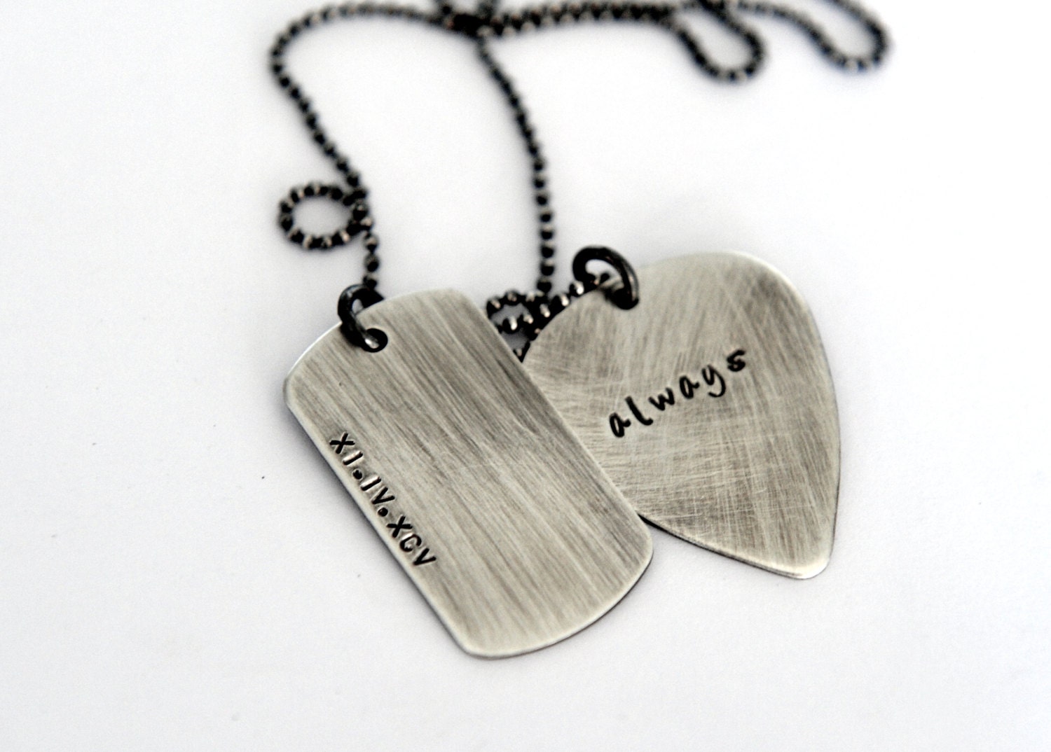 Mens Necklace Guitar Pick Necklace Dog Tag Necklace Hand