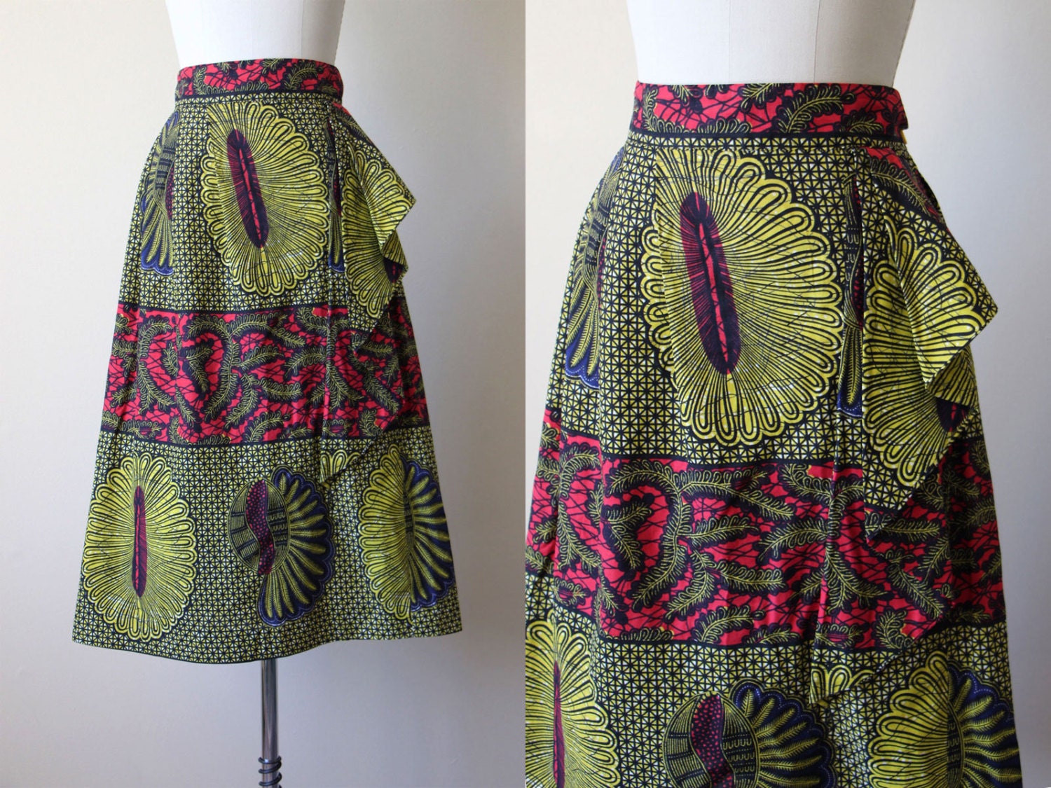 50s Skirt Vintage 1950s Novelty Print Skirt African Block
