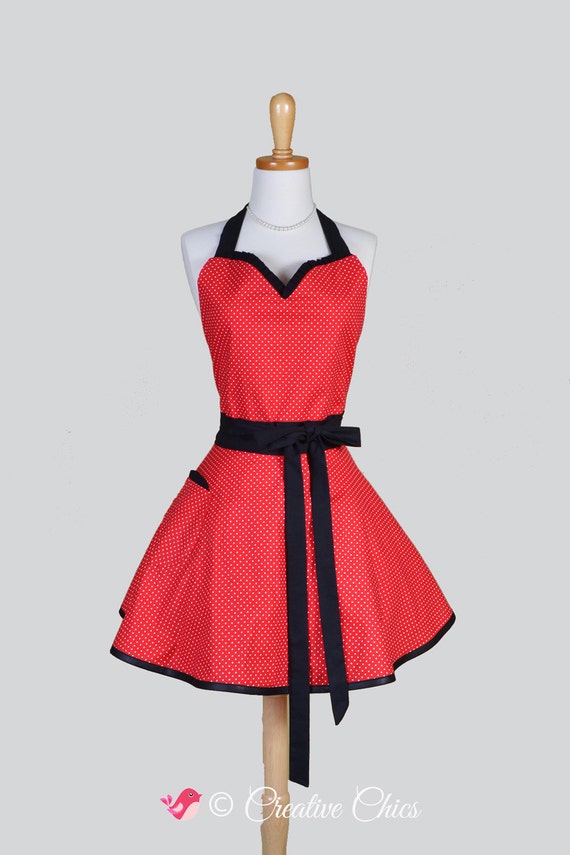 Sweetheart Retro Apron Sexy Womens Apron Red By Creativechics