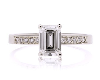 Emerald Cut Engagement Ring, Moissanite Engagement Ring, Emerald Moissanite Engagement Ring, Made to Order in 3-4 weeks