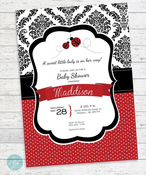 Ladybug Themed Baby Shower Invitations 9