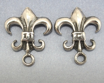 Sterling Silver Post Earring Fleur de Lys Flur De Lis 1 pair Findings Jewelry Supplies A-80