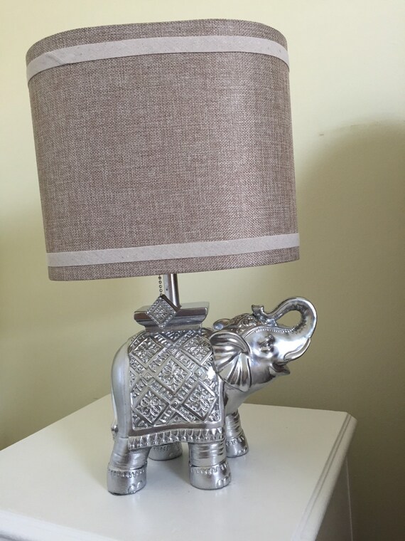Silver elephant bedside or desk lamp with by 10kiaatstreet on Etsy