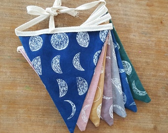 Moon Print Bunting on Naturally Dyed Fabric