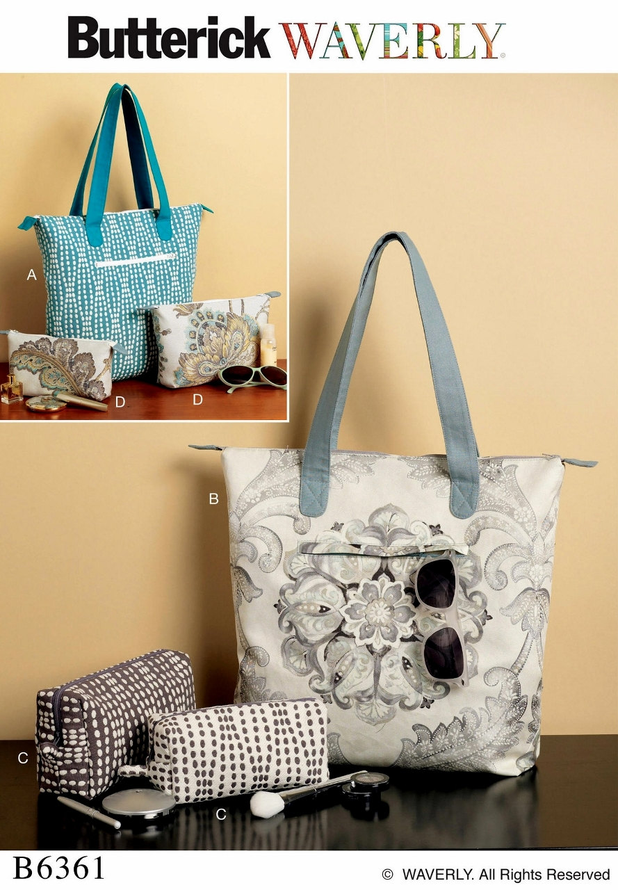 Zippered Tote Bag Pattern Cosmetic Pouches Pattern Butterick