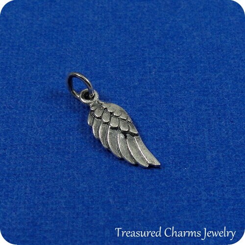 Tiny Angel Wing Charm Sterling Silver Angel by treasuredcharms
