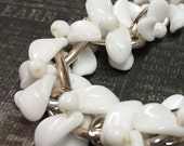 Vintage Milk Glass Choker-White Milk Glass Leaf Bead 1950's Choker - White Necklace - Vintage Necklace - Cyber Monday Sale Vintage Milk Glass Choker-White Milk Glass Leaf Bead 1950's Choker - White Necklace - Vintage Necklace - Cyber Monday Sale