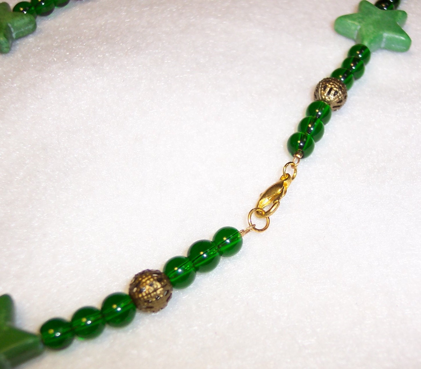 Green Necklace Green Stone Necklace Green Glass Bead