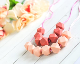 Baby Silicone Teething Necklace - Babywearing Chew Necklace - Breastfeeding Nursing Necklace - Nursing Teething Necklaces - Silicone Teether