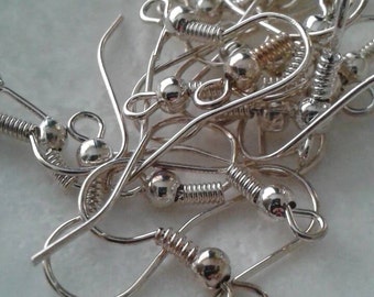100 pc (50 total pairs) nickel free silver color earring hooks ear wire