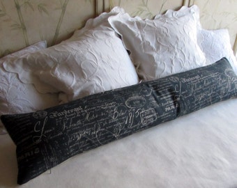 FRENCH SCRIPT long decorative bolster pillow 12x54