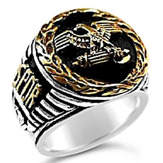 Roman Tribune Eagle mens signet ring Sterling Silver