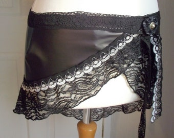 Goth skirt, hip wrap, belly dance hip skirt, goth, boho, festival wear, steampunk, tribal fusion, dark fusion