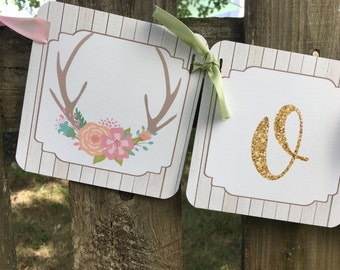 Deer baby shower banner, oh deer banner, baby girl banner, baby shower banner, baby shower decoration, deer, woodland baby shower banner