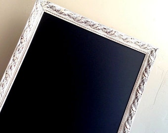 WHITE CHALKBOARD Large MAGNETIC Chalkboard Kitchen Wall Organizer Kitchen Chalkboard Framed Chalkboard Message Center Framed Blackboard