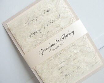Wedding Invitation, Wedding Invite, Elegant Invitation, Rustic Wedding, Rustic Invitation, Elegant Wedding, LACE SOLID -TRIPLE