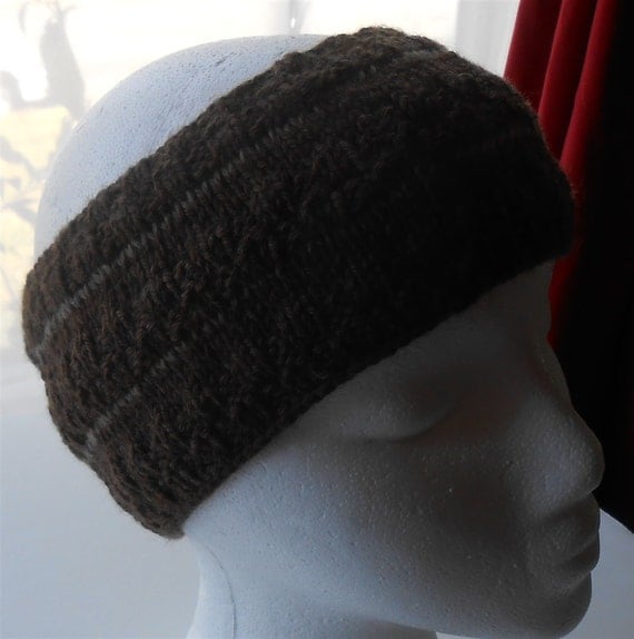 Dark Brown Ear Warmer Headband Knitted Headwraps Ear Warmers